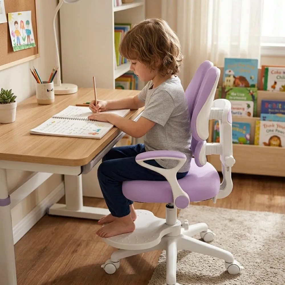 Detská rastúca stolička Neoseat KIDDY TWO — látka, prateľný poťah, fialová