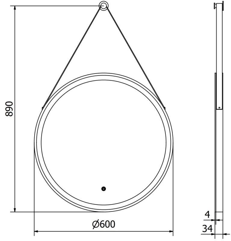 Mexen Reni, LED kúpeľňové zrkadlo s podsvietením 60x60 cm, 6000K, čierny rám, ochrana proti zahmlievaniu, 9812-060-060-611-70