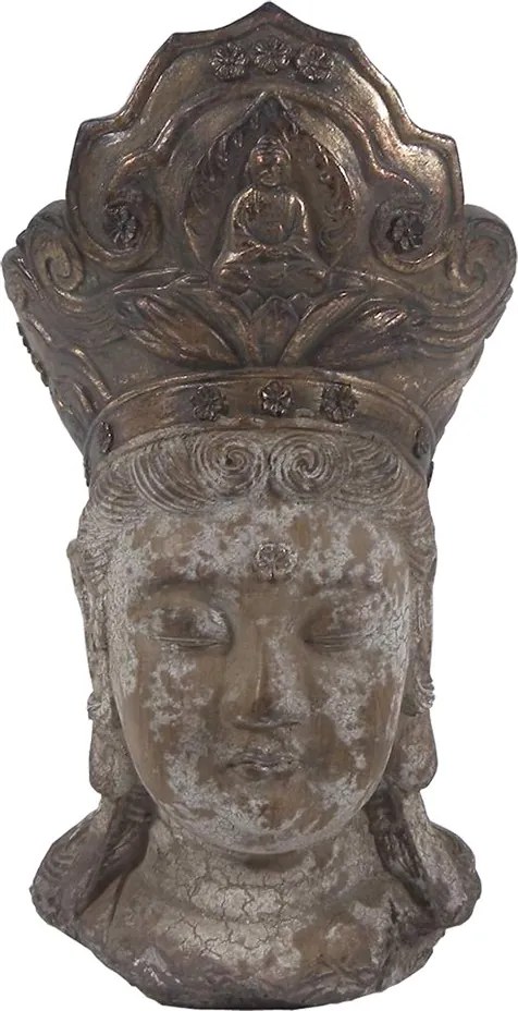 Hnedo-zlatá dekorácia socha hlava Budha - 12*9*22 cm