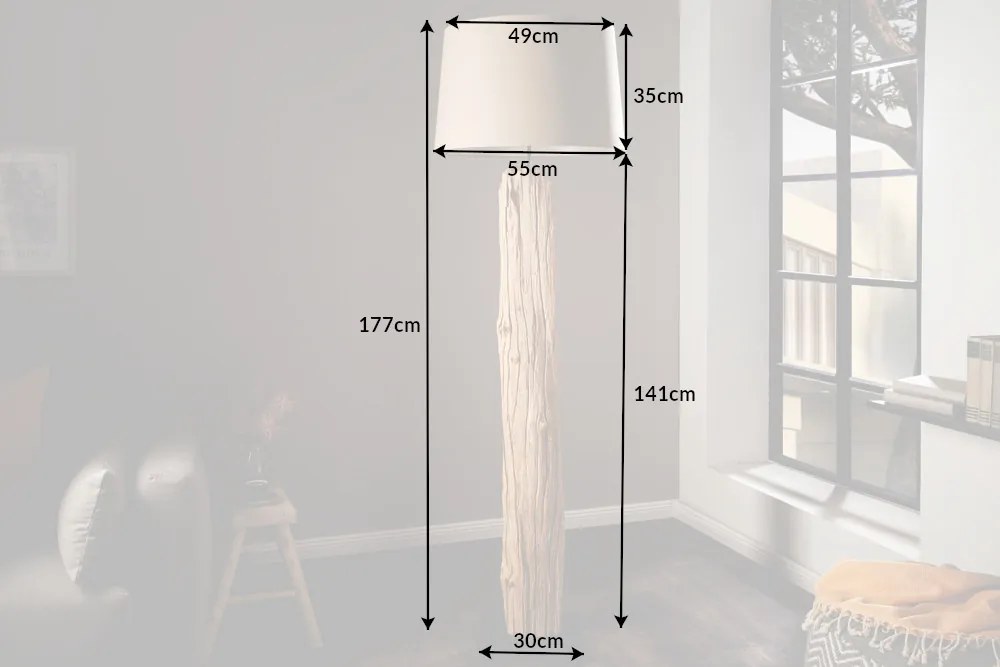 Stojacia lampa z naplaveného dreva Rousilique béžová
