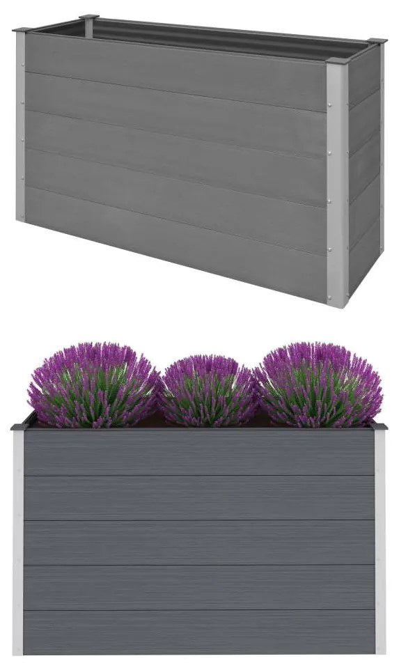 vidaXL Vyvýšený záhradný záhon, WPC 150x50x91 cm, sivý