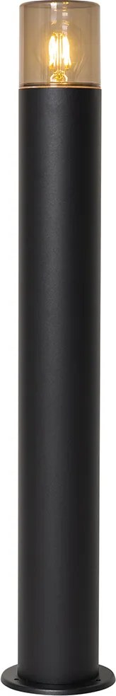 Stojaca vonkajšia lampa čierna s dymovým tienidlom 70 cm - Odense