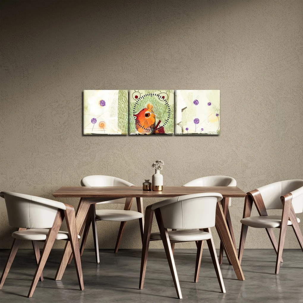 Obraz - Duša vtáčika (s hodinami) (90x30 cm)