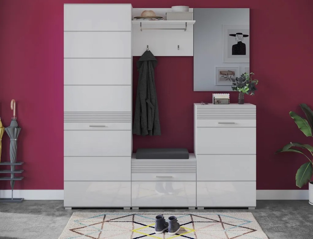 Predsieňový šatníkový panel Linus, biely