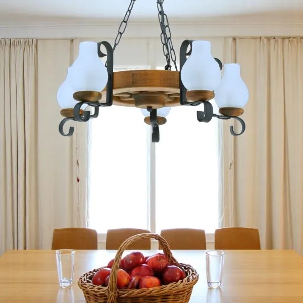 Brilagi - Luster na reťazi ROATA 5xE14/40W/230V, priemer 50 cm, buk