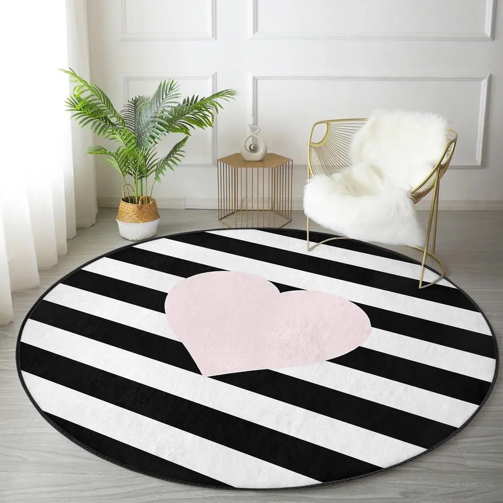 Čierno-biely detský koberec ø 80 cm Comfort – Mila Home