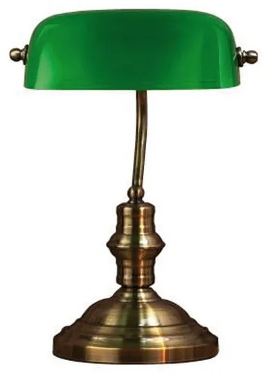 Stolová lampa v zelenej a mosadznej farbe Markslöjd Bankers, výška 25 cm