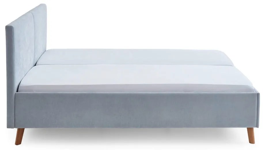 Svetlomodrá čalúnená dvojlôžková posteľ s roštom 160x200 cm Piano – Meise Möbel