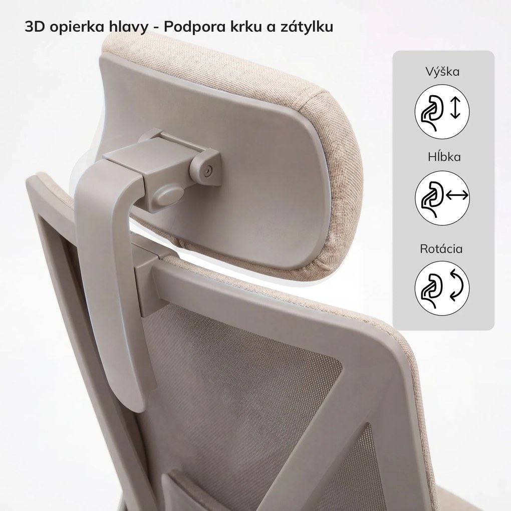 Ergonomická kancelárska stolička svetlobéžová VECTOR