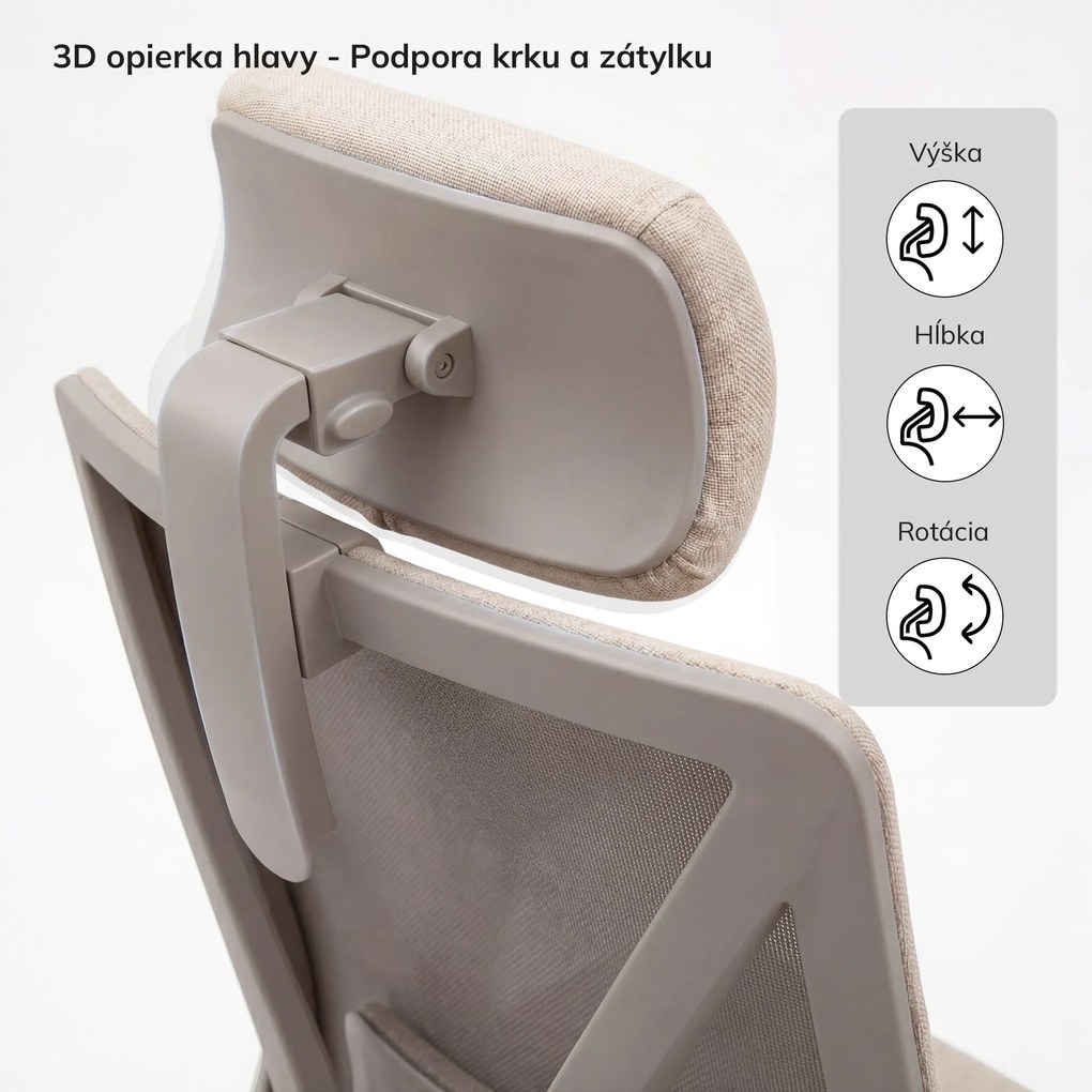 Ergonomická otočná kancelárska stolička, béžová: VECTOR