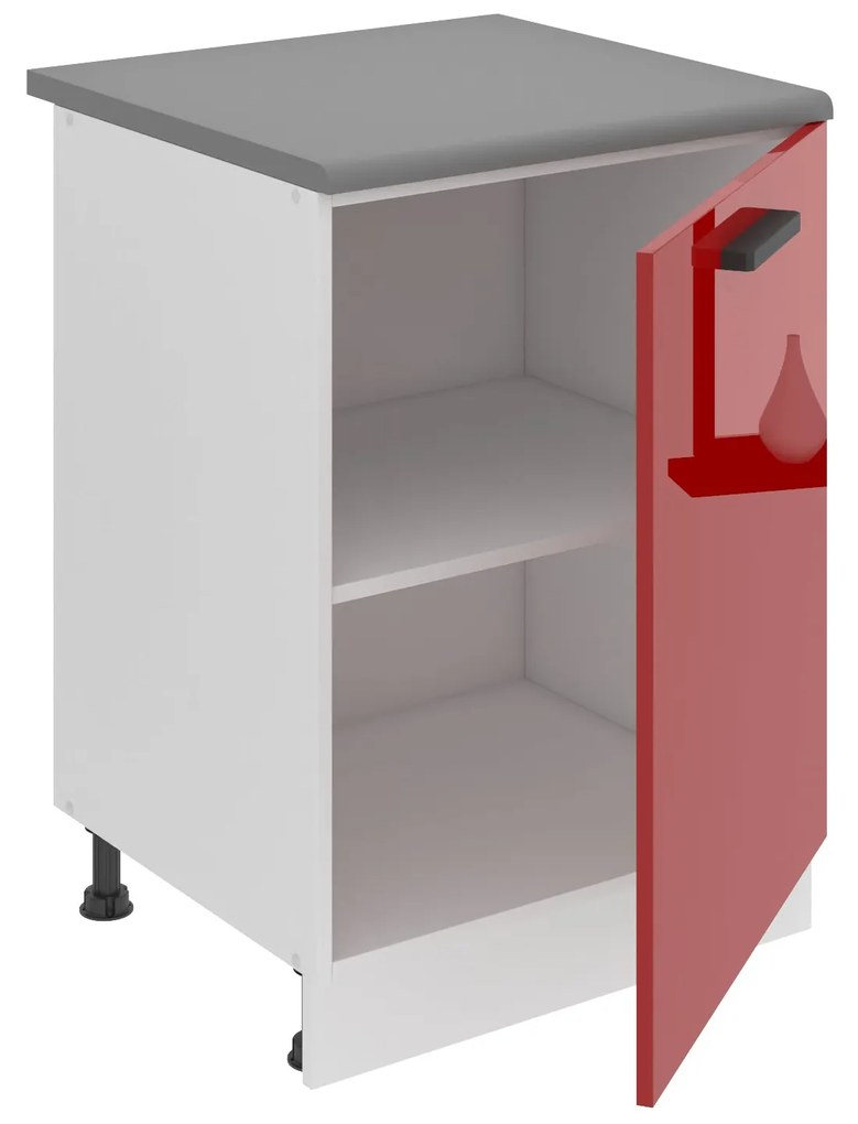 Kuchynská skrinka Belini Premium Full Version spodná 60 cm červený lesk s pracovnou doskou