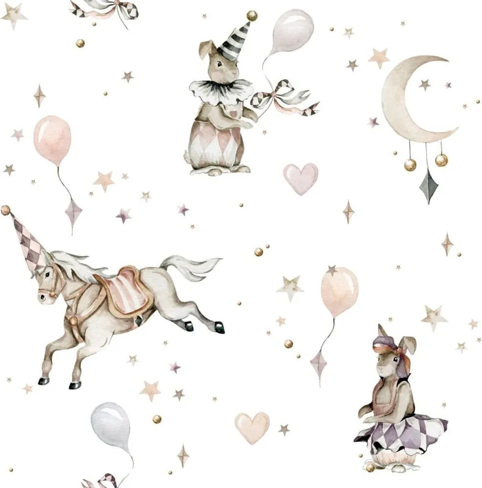 Tapeta magické zvieratká biela 280×100 cm