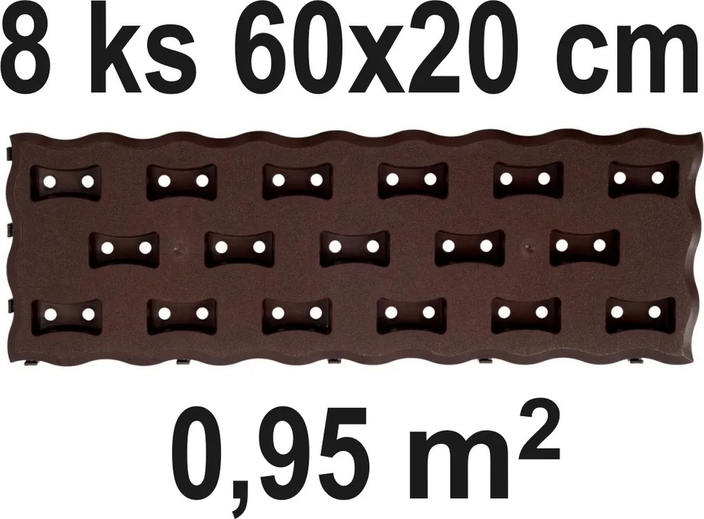 PROSPERPLAST Chodník do záhrady 60 × 20 cm, 8 ks, hnedý