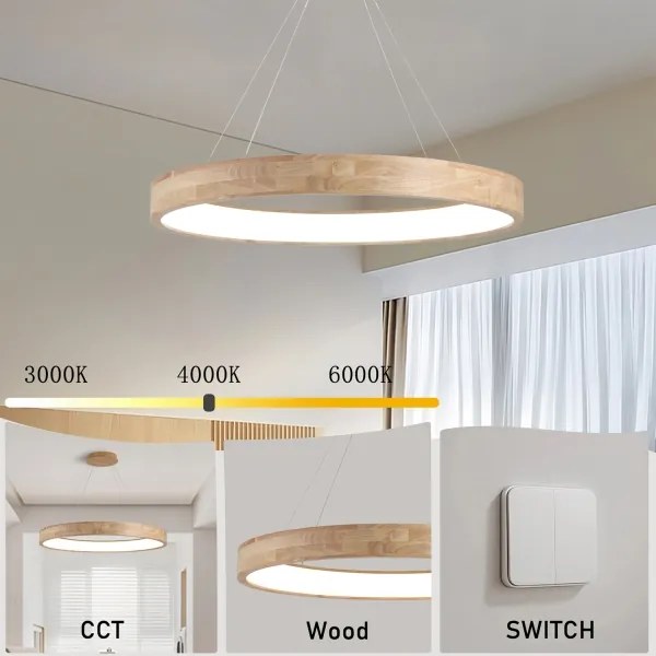 Brilagi - LED luster na lanku FALCON WOOD LED/60W/230V 3000/4000/6000K 80 cm drevo