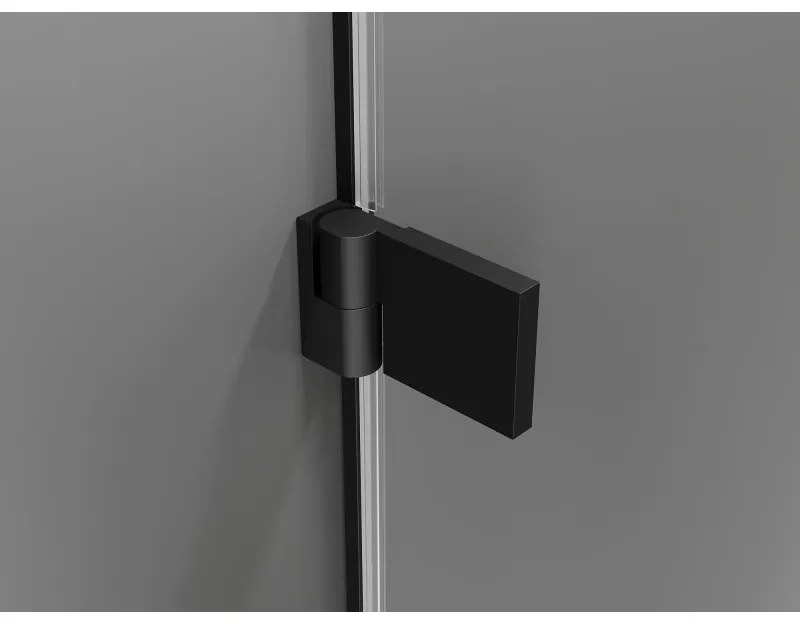 Mexen Lunar-B, ľavý výklopný sprchový kút 95 x 80 cm, 8mm číre sklo, čierny profil, 832-095-080-70-00-L