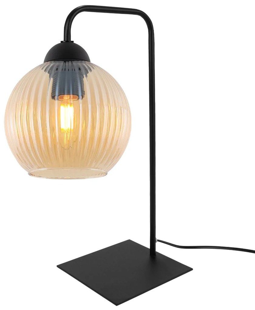 Stolná lampa Riffle Round, 1x medové sklenené tienidlo