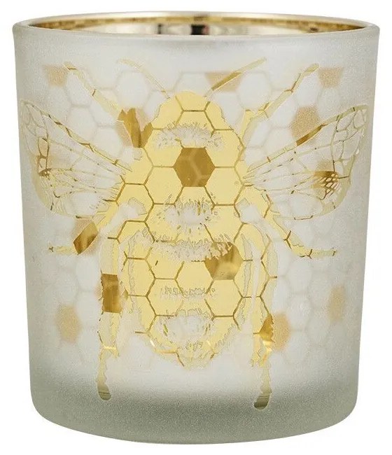 Zlatý sklenený svietnik s včielkou na pláste Hoone vel.S - Ø 7*8cm