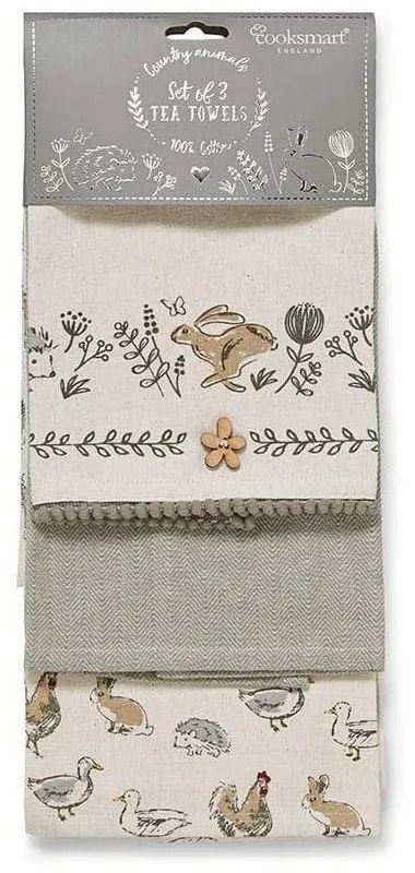 Utierky a chňapka v súprave 4 ks Country Animals – Cooksmart ®