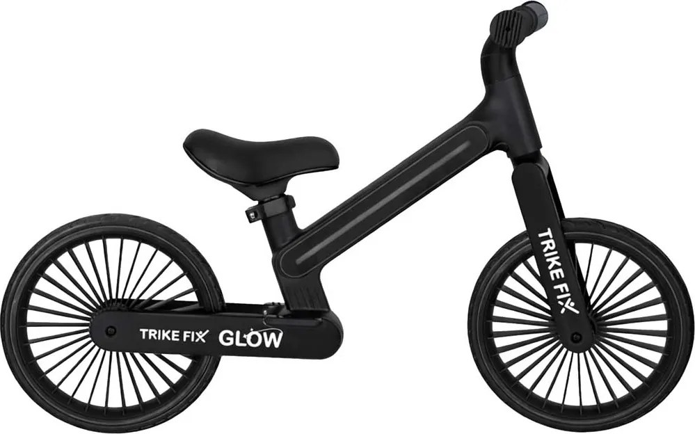 KIK Detský bežecký bicykel Fix Glow LED čierny