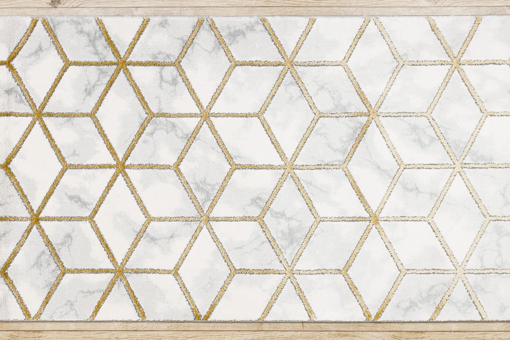 Behúň EMERALD 1014 Glamour exclusive, kocka, krémový - zlatý