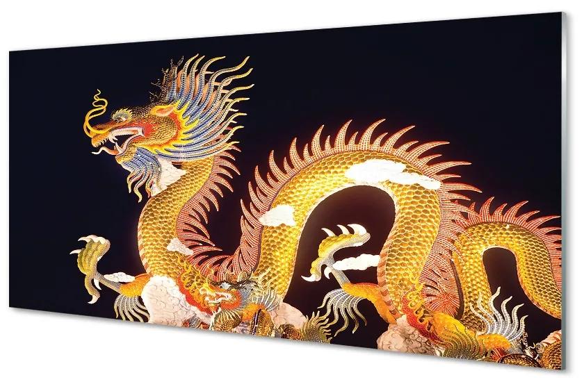 Sklenený obraz Golden Japanese Dragon 125x50 cm