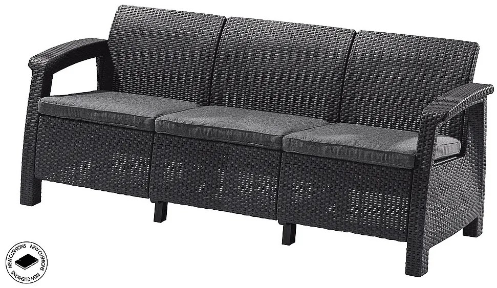 Deokork Záhradná ratanová pohovka CORFU LOVE SEAT MAX (antracit)