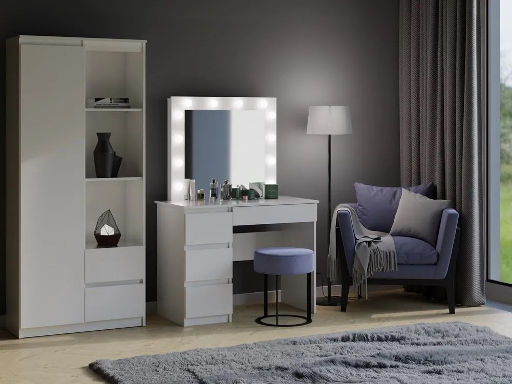 Toaletní stolek s LED osvětlením MARINA Mijas bílý levý