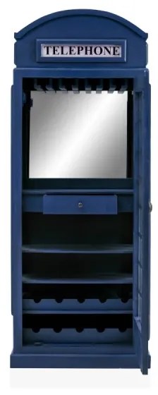 furniture-nabytek.cz - Masívna vinotéka v tvare telefónnej búdky, lakovaná, modrá – Mango 78×44×200 cm