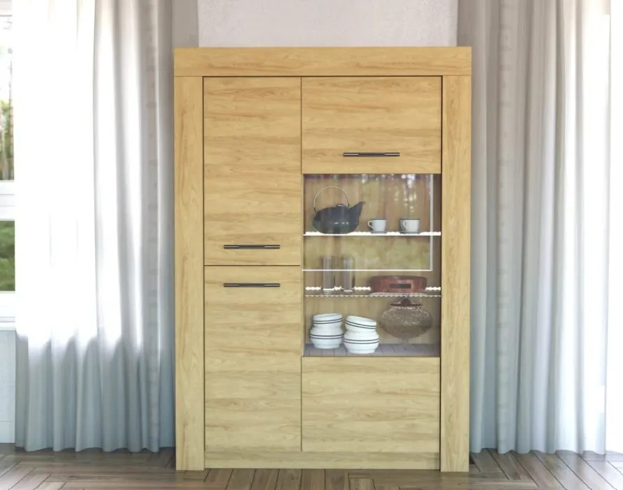Vitrína LENS 125 cm dub hickory