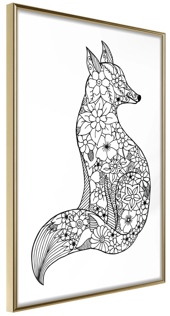 Artgeist Plagát - Flower Fox [Poster] Veľkosť: 20x30, Verzia: Čierny rám s passe-partout