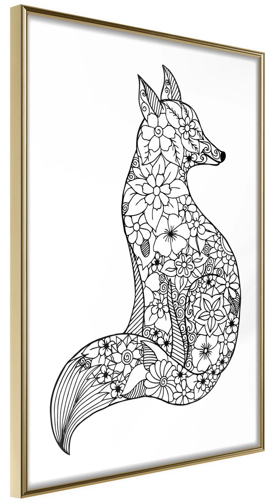 Artgeist Plagát - Flower Fox [Poster] Veľkosť: 30x45, Verzia: Čierny rám