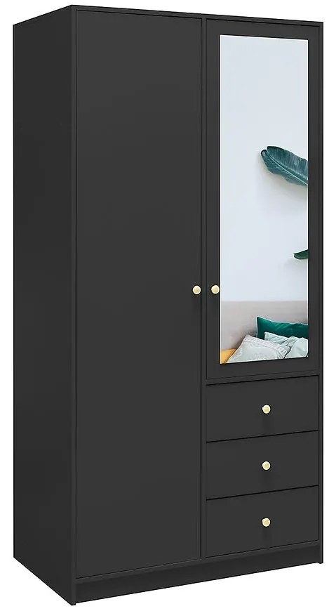 Skriňa Siena D2 čierna / zrkadlo