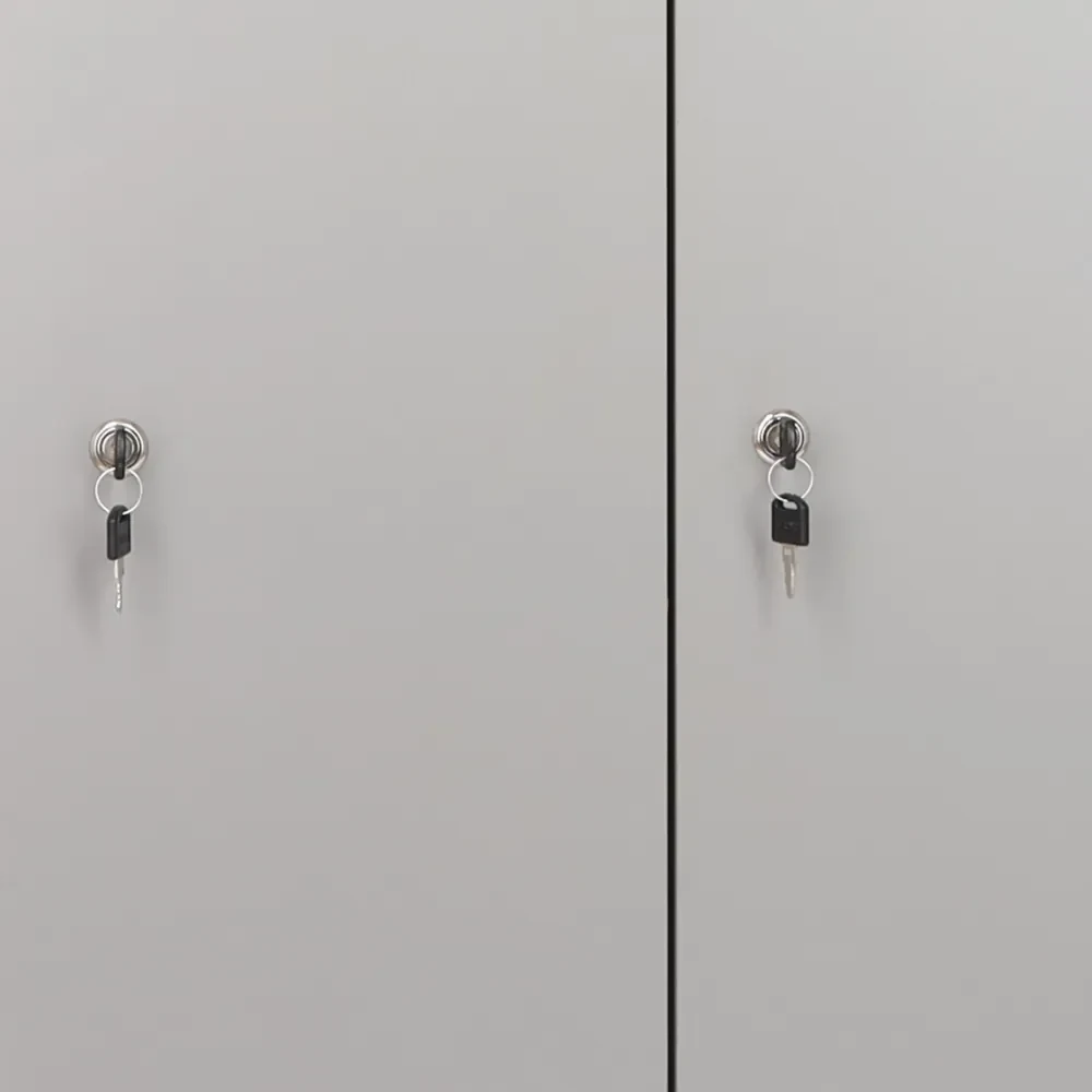 Drevená šatníková skrinka Visio LUX - 6 boxov, 90 x 45 x 185 cm, cylindrický zámok, sivá