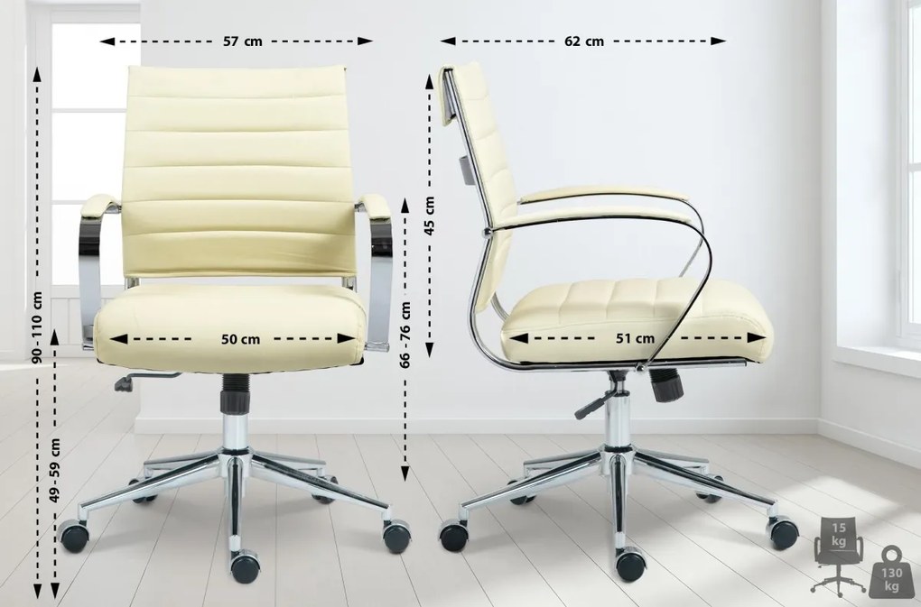 Design-Shop Kancelárska stolička Oakland - koženka - Krémová