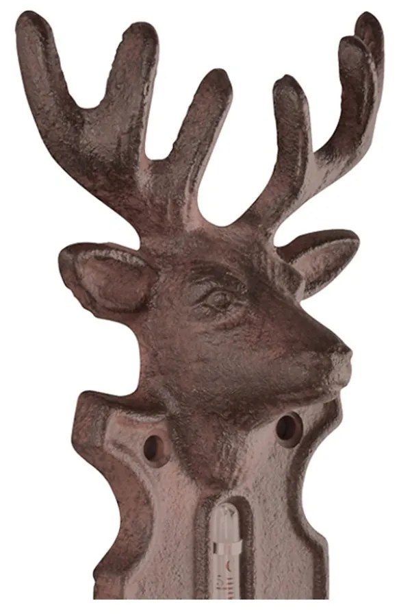 Nástenný teplomer Deer, 22x9,5 cm, liatina, hnedá