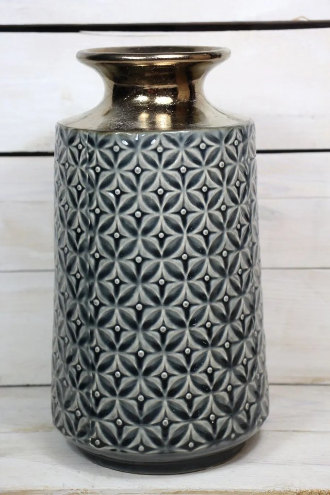 Keramická váza - sivo-zlatá (v. 29 cm) - moderný štýl