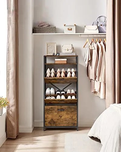 Vyklápací botník, 3 zásuvky,čierna, tmavo-hnedá farba, 130x60x30cm