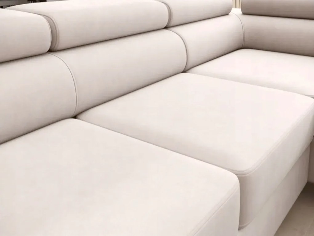 Moderná rohová rozkladacia pohovka 275x203x91 Opierky hlavy úložný box Aurora O-sofa