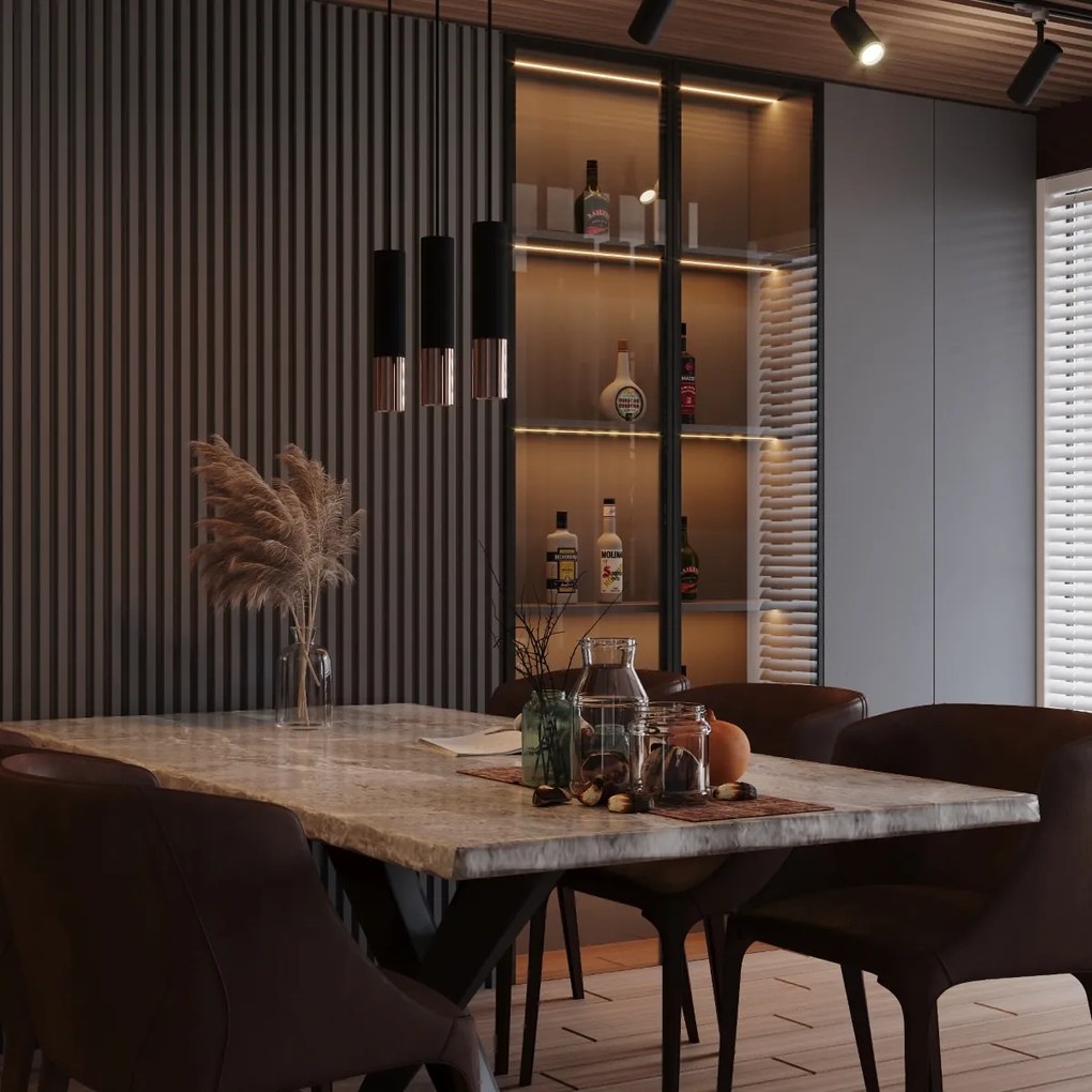 Závesné svietidlo Loopez, 3x čierne kovové tienidlo, c, o