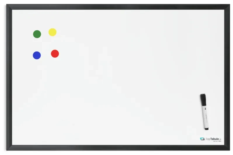 Toptabule.sk TBNMBR Biela tabuľa na magnetky v drevenom šedom ráme 150x100cm /