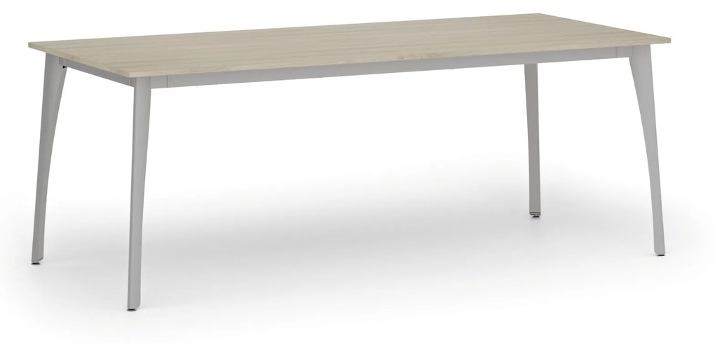 Rokovací stôl PRIMO OMEGA, 2000 x 900 mm, sivá podnož, dub prírodný