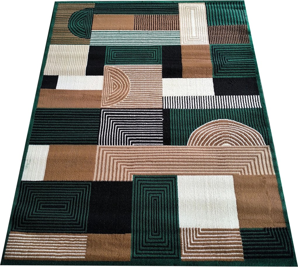 DY Zelený koberec s geometrickým vzorom Alfa 18 Rozmer: 250x350 cm