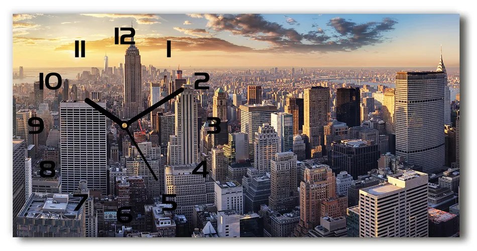 Vodorovné Sklenené hodiny na stenu New York vtáčie pohľad pl_zsp_60x30_f_126216157