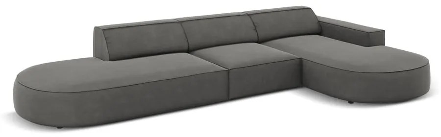 Sivá zamatová rohová pohovka (pravý roh) Jodie - Micadoni Home