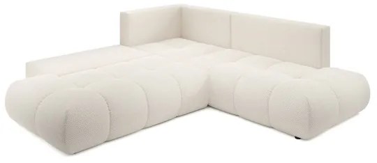 Rozkladacia rohová čalúnená sedacia súprava s úložným priestorom v tvare L ALMADA ľavá béžová