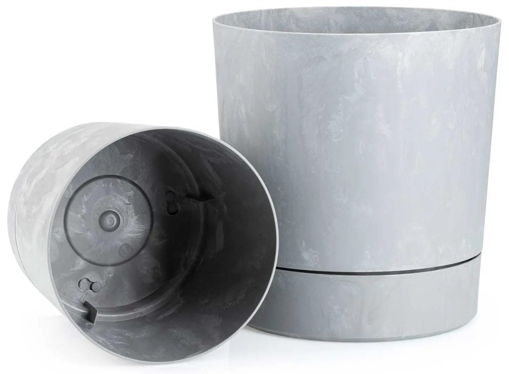 PLASTOVÝ KVETINÁČ AZALEA 35X37 CM IMITÁCIA BETÓNU SIVÁ
