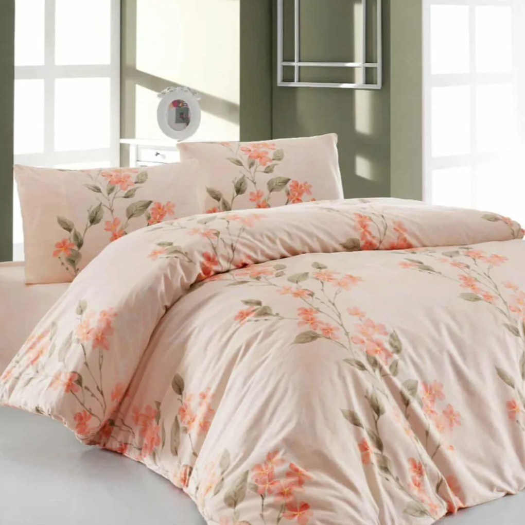 Obliečky bavlnené Laura lososová 200x140cm+90x70cm TiaHome