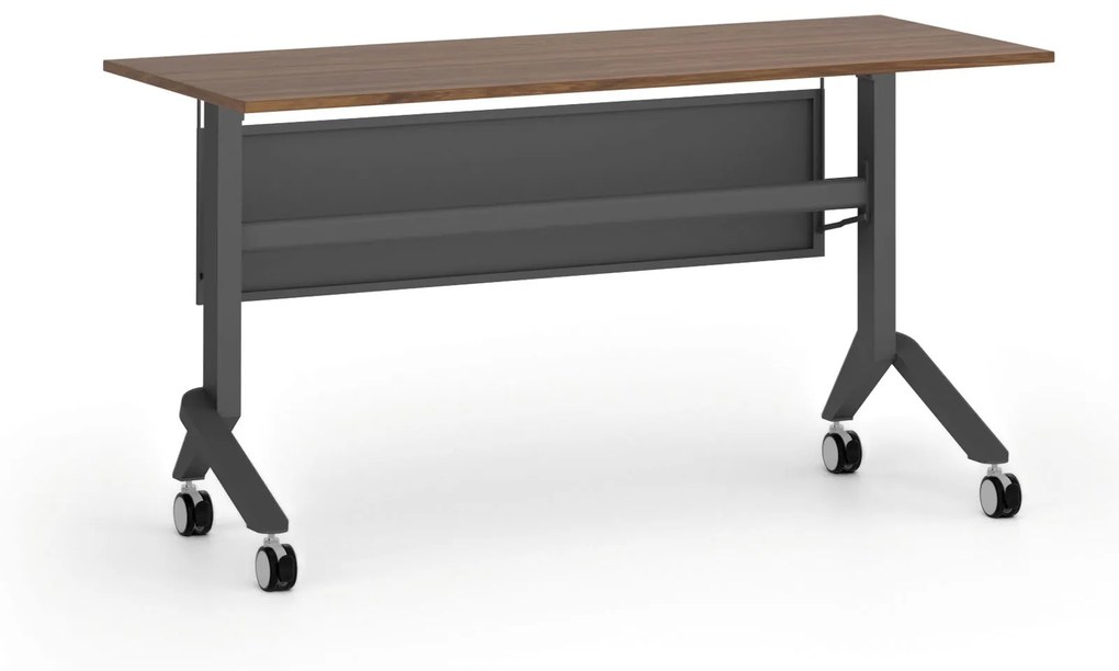 Mobilný stôl PRIMO MOVE, 1400 x 600 mm, čierna podnož, orech