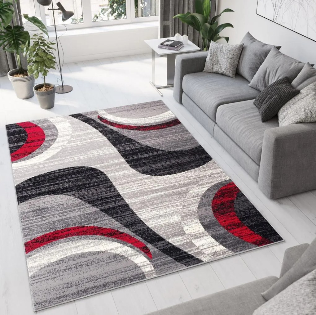 Kusový koberec TAPIS Grace - šedý/červený