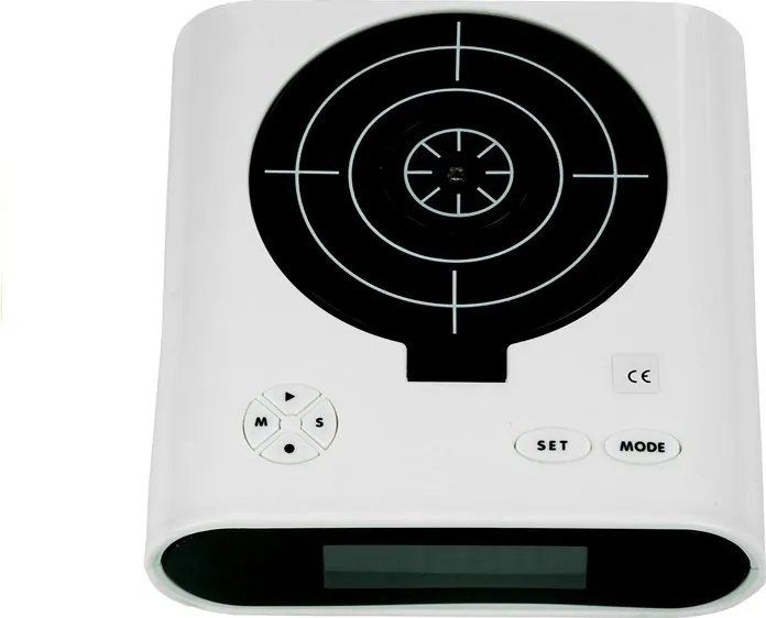 LEAN Toys Laserová pištoľ so štítom Budík biely